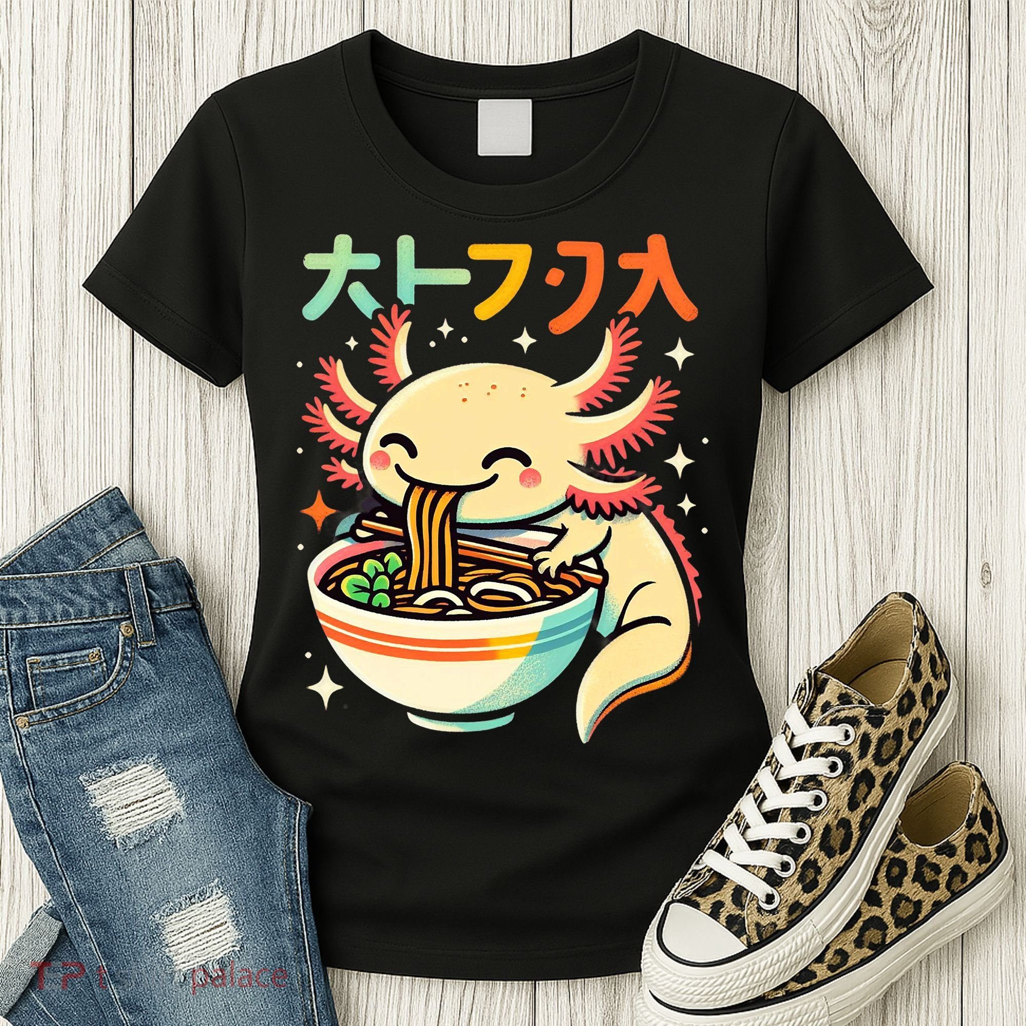 Axolotl Ramen Kawaii Neko Japanese Noodles Aesthetic Women's T-Shirt