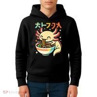 Axolotl Ramen Kawaii Neko Japanese Noodles Aesthetic Kids Hoodie thumb 4