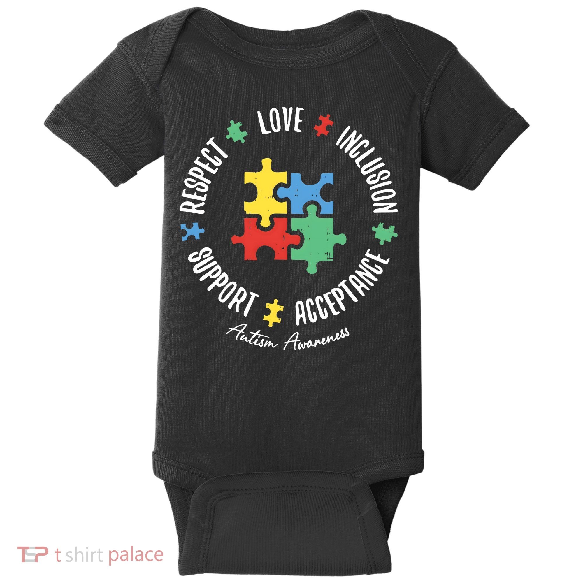 Autism Respect Love Support Autism Awareness Baby Bodysuit