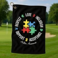 Autism Respect Love Support Autism Awareness Golf Towel thumb 1