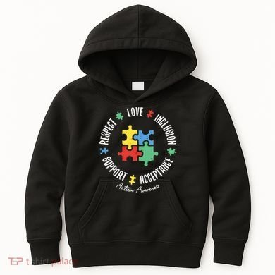 Autism Respect Love Support Autism Awareness Kids Hoodie