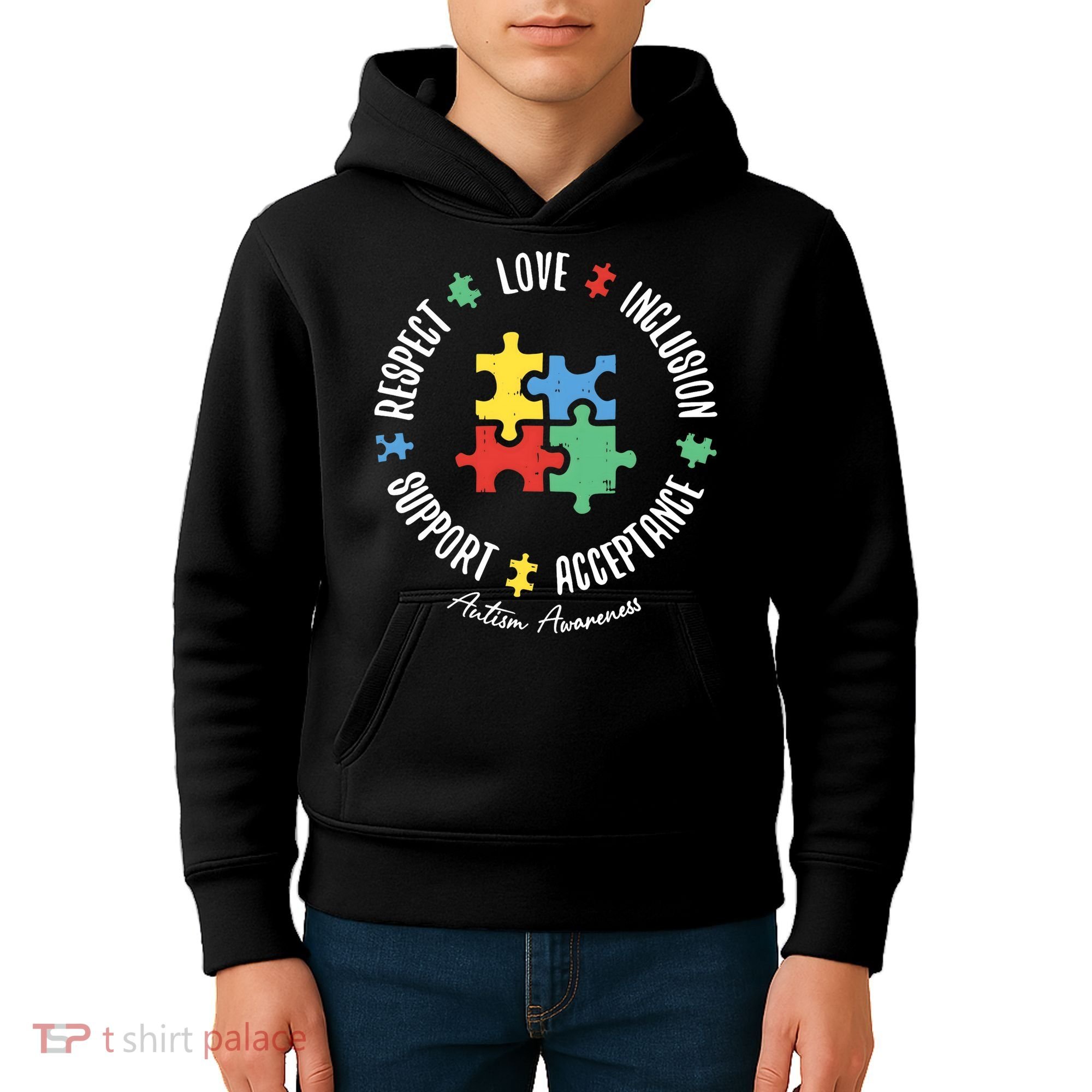 Autism Respect Love Support Autism Awareness Kids Hoodie