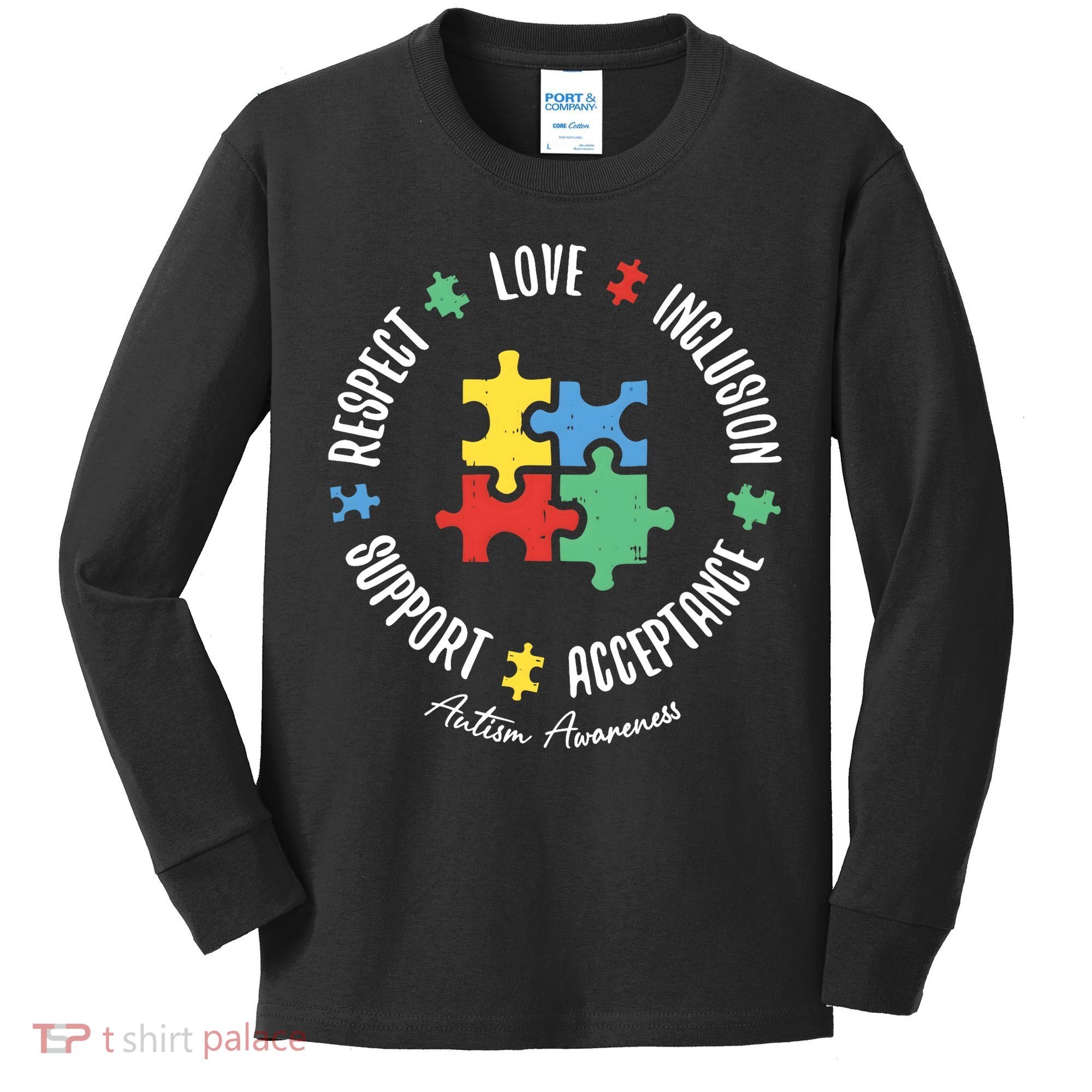 Autism Respect Love Support Autism Awareness Kids Long Sleeve Shirt