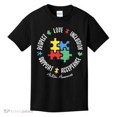 Autism Respect Love Support Autism Awareness Kids T-Shirt