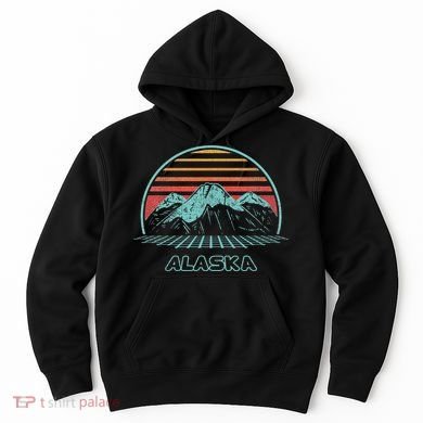 Alaska Retro Mountain Hiking 80s Style Hoodie