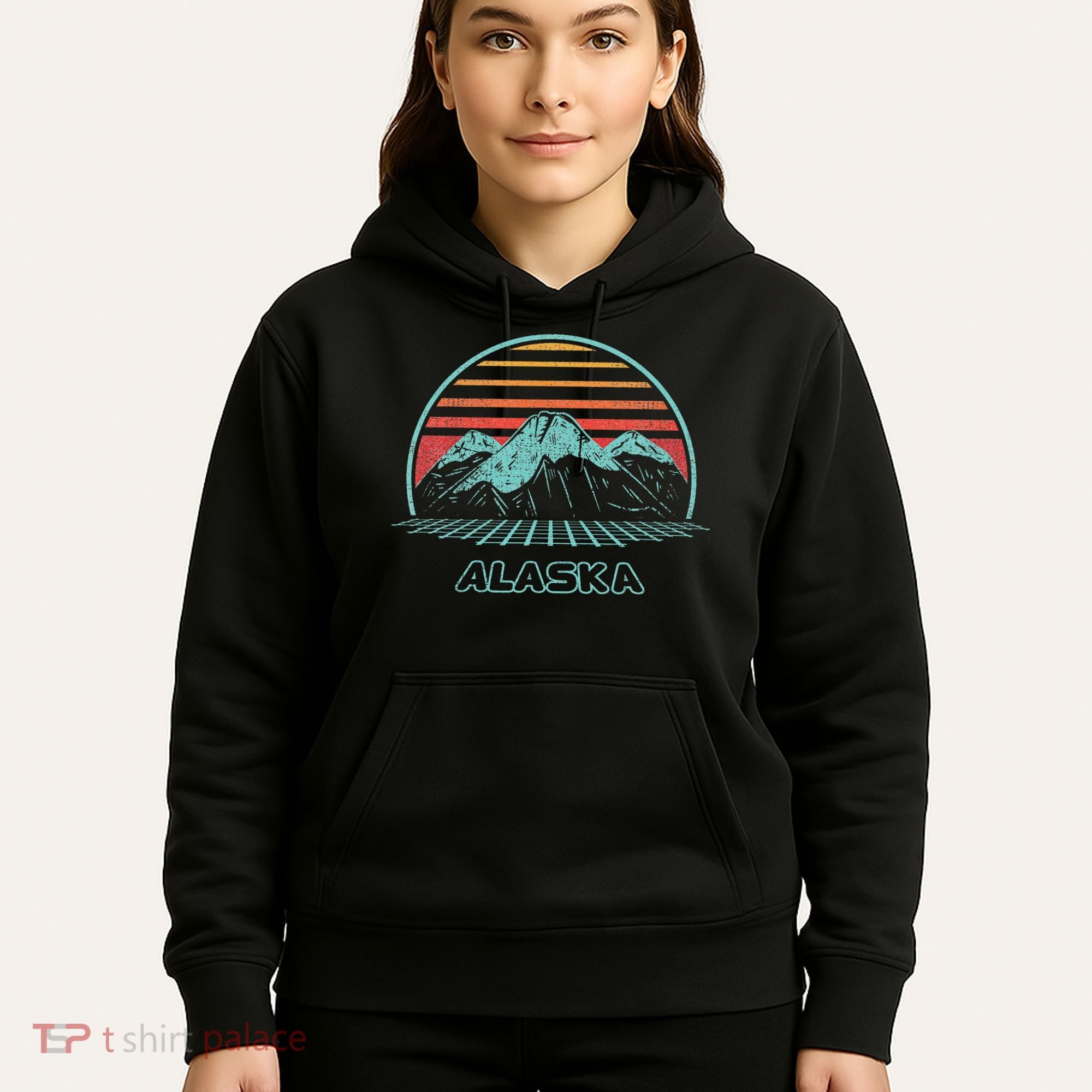 Alaska Retro Mountain Hiking 80s Style Hoodie