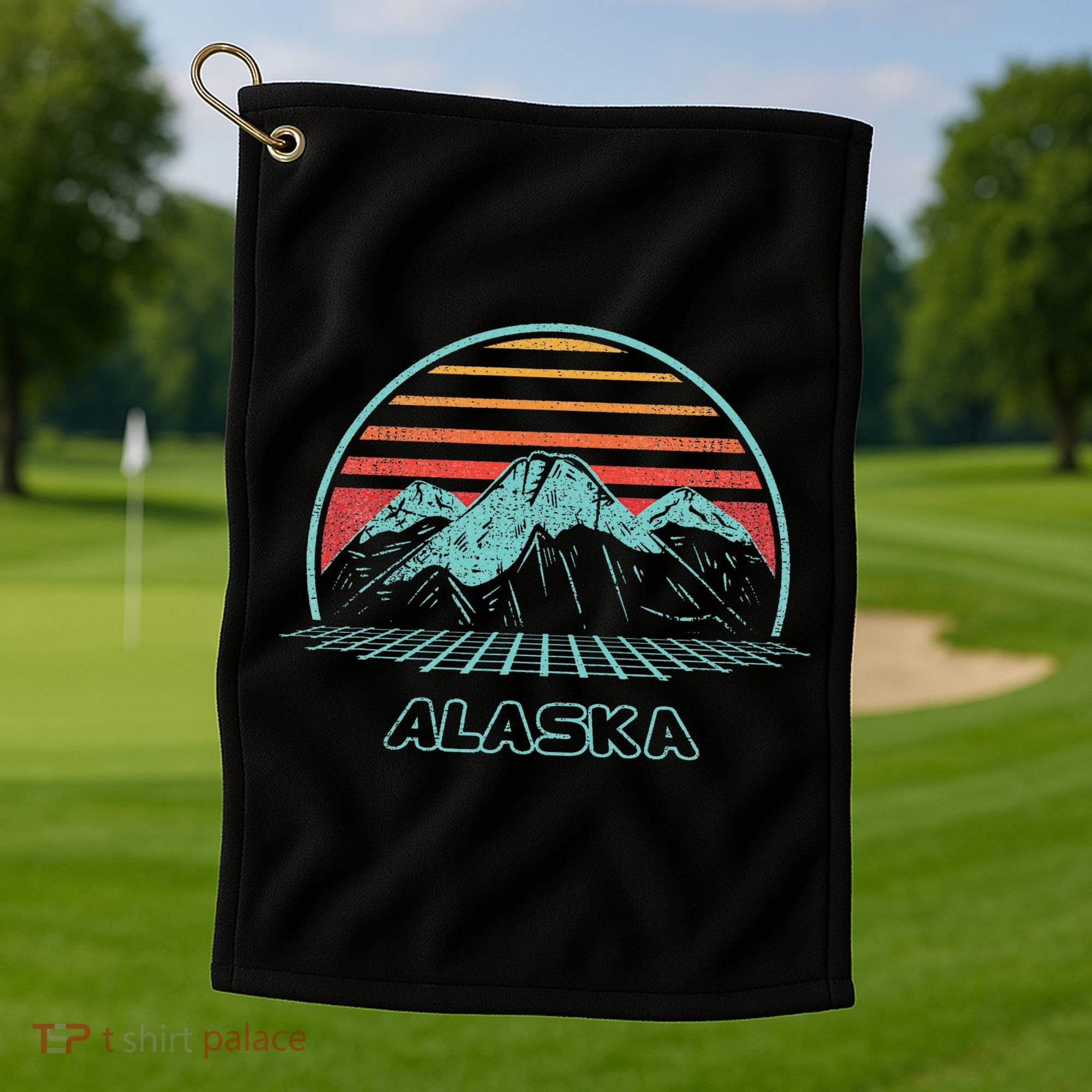 Alaska Retro Mountain Hiking 80s Style Golf Towel