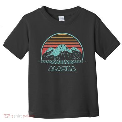Alaska Retro Mountain Hiking 80s Style Toddler T-Shirt