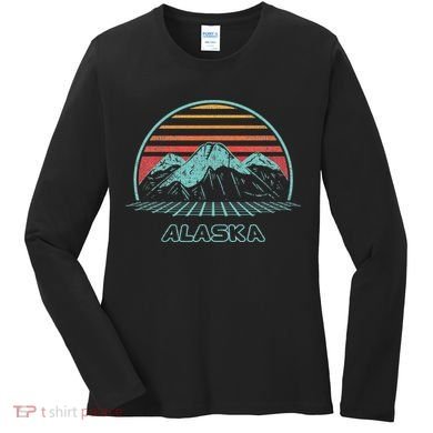 Alaska Retro Mountain Hiking 80s Style Women's Long Sleeve Shirt