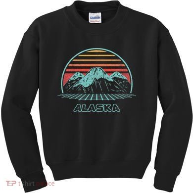 Alaska Retro Mountain Hiking 80s Style Kids Sweatshirt