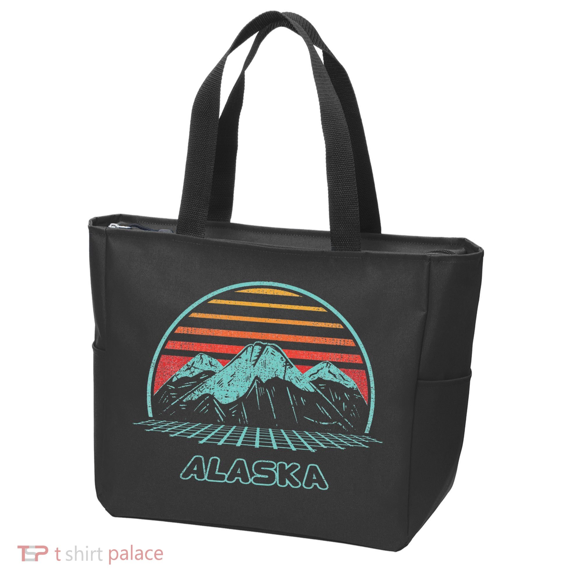 Alaska Retro Mountain Hiking 80s Style Tote Bag