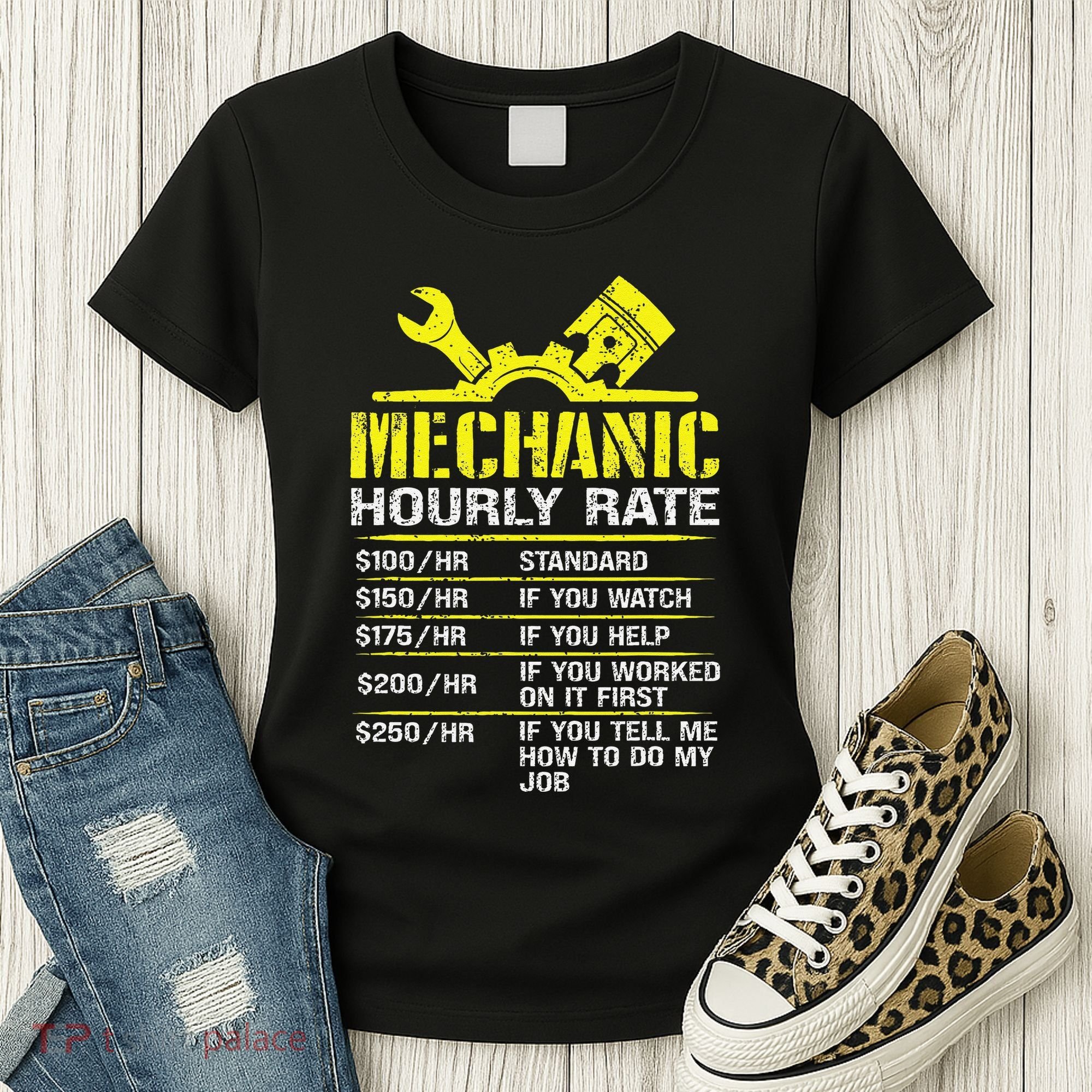 Auto Repair Mechanic Labor Rates Funny Mechanic Hourly Rate Women's T-Shirt