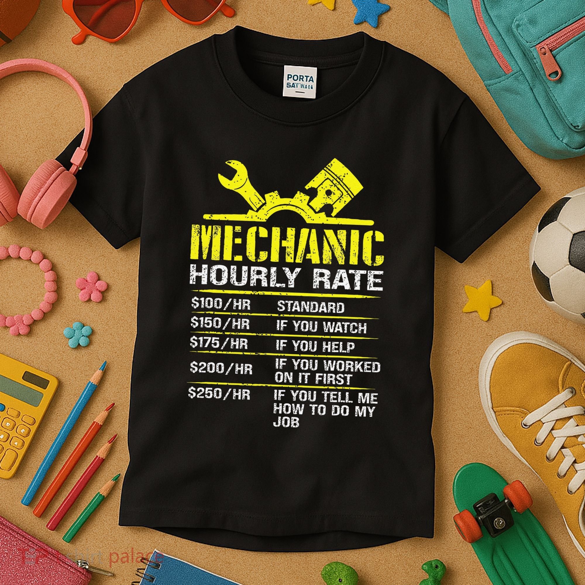 Auto Repair Mechanic Labor Rates Funny Mechanic Hourly Rate Kids T-Shirt