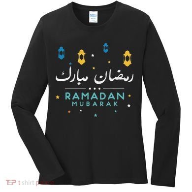 Arabic Ramadan Mubarak Decoration Graphic Gift Women's Long Sleeve Shirt