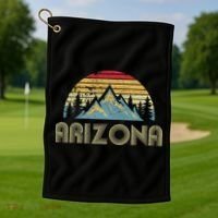Arizona Retro Mountains Nature Hiking Golf Towel thumb 1