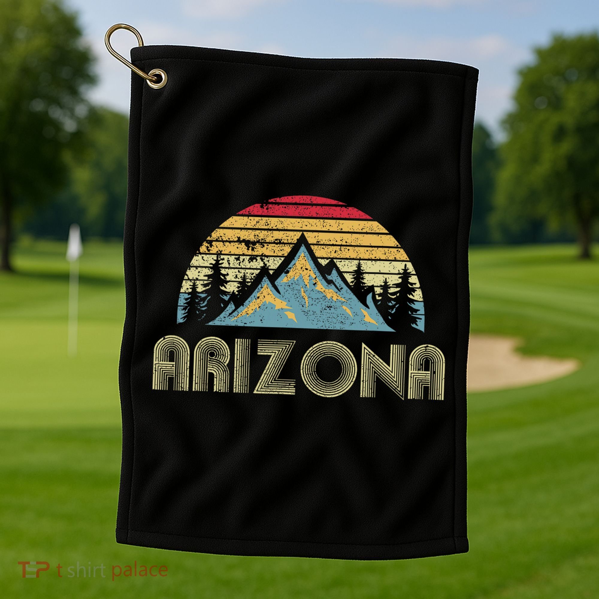 Arizona Retro Mountains Nature Hiking Golf Towel