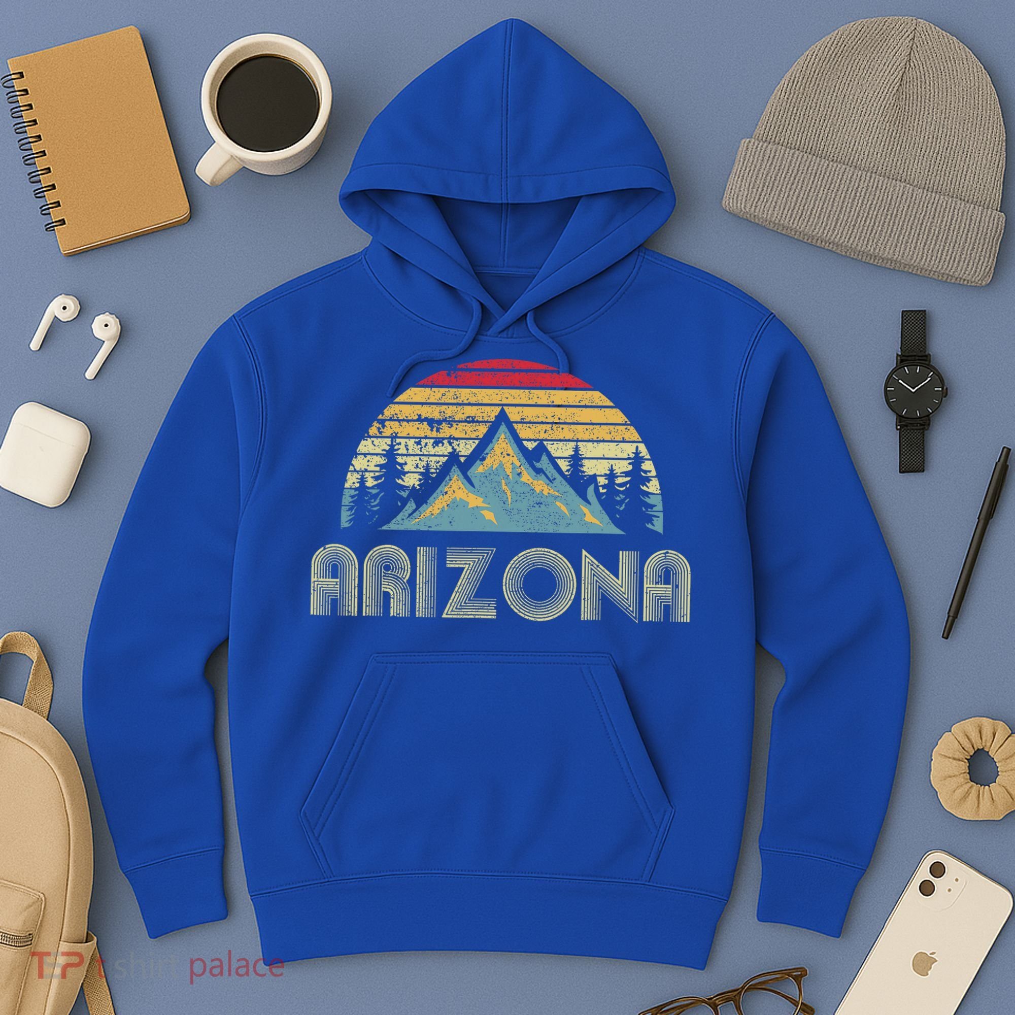 Arizona Retro Mountains Nature Hiking Hoodie