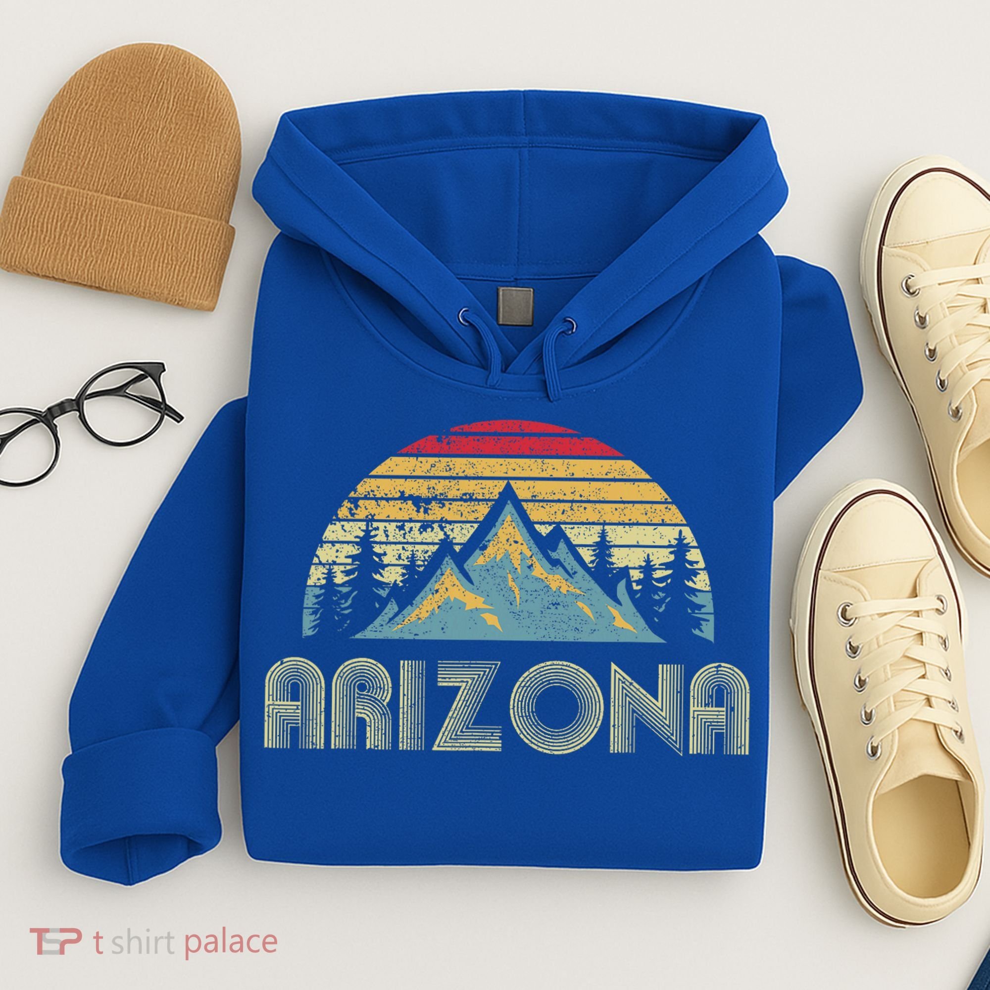 Arizona Retro Mountains Nature Hiking Hoodie