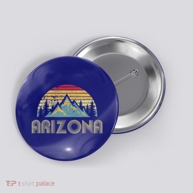 Arizona Retro Mountains Nature Hiking Button