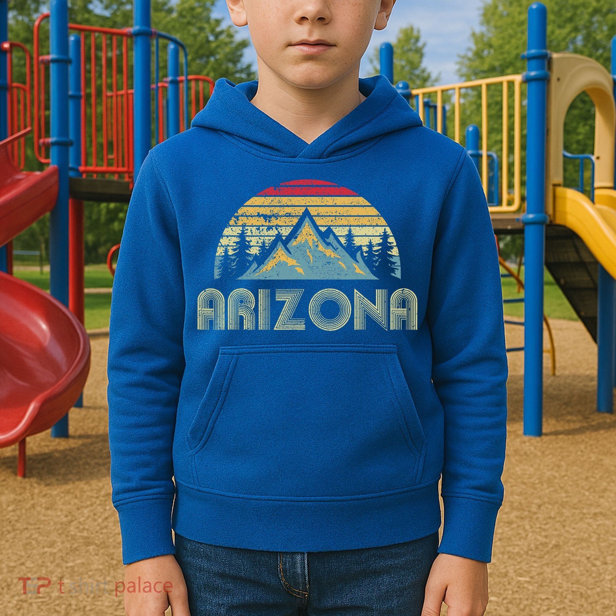 Arizona Retro Mountains Nature Hiking Kids Hoodie