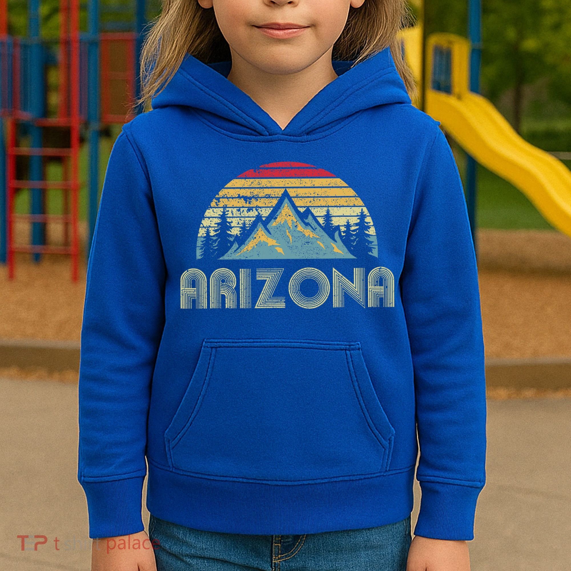 Arizona Retro Mountains Nature Hiking Kids Hoodie