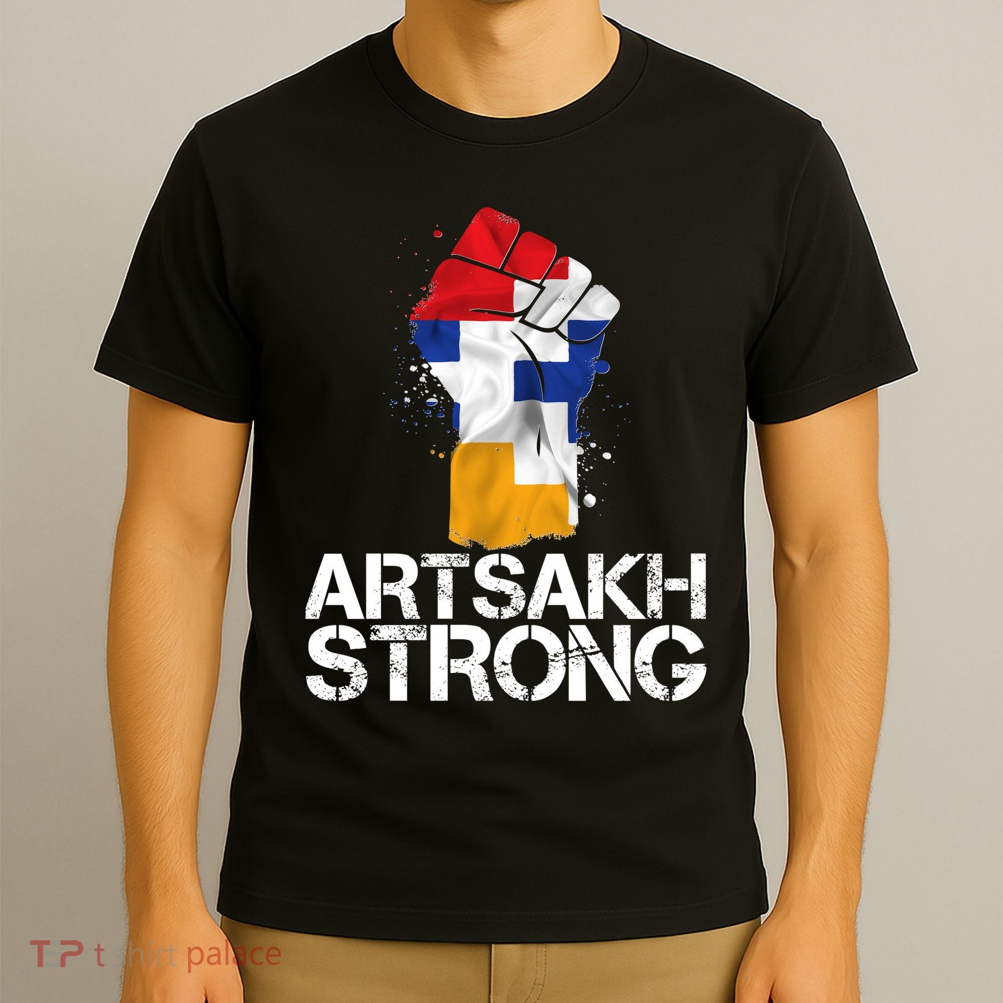 Armenian Protest Artsakh Strong Flag Colors Fist T-Shirt