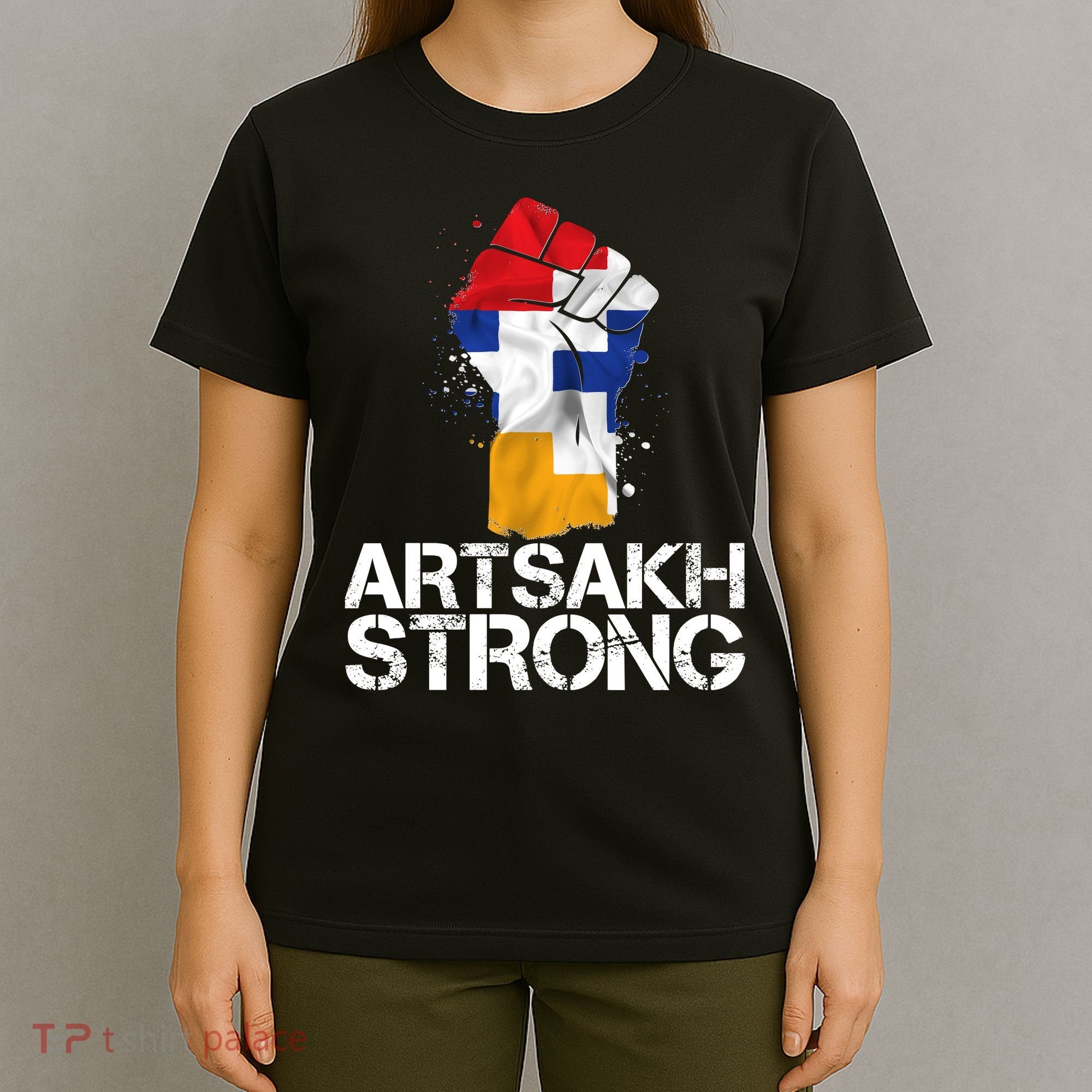 Armenian Protest Artsakh Strong Flag Colors Fist T-Shirt
