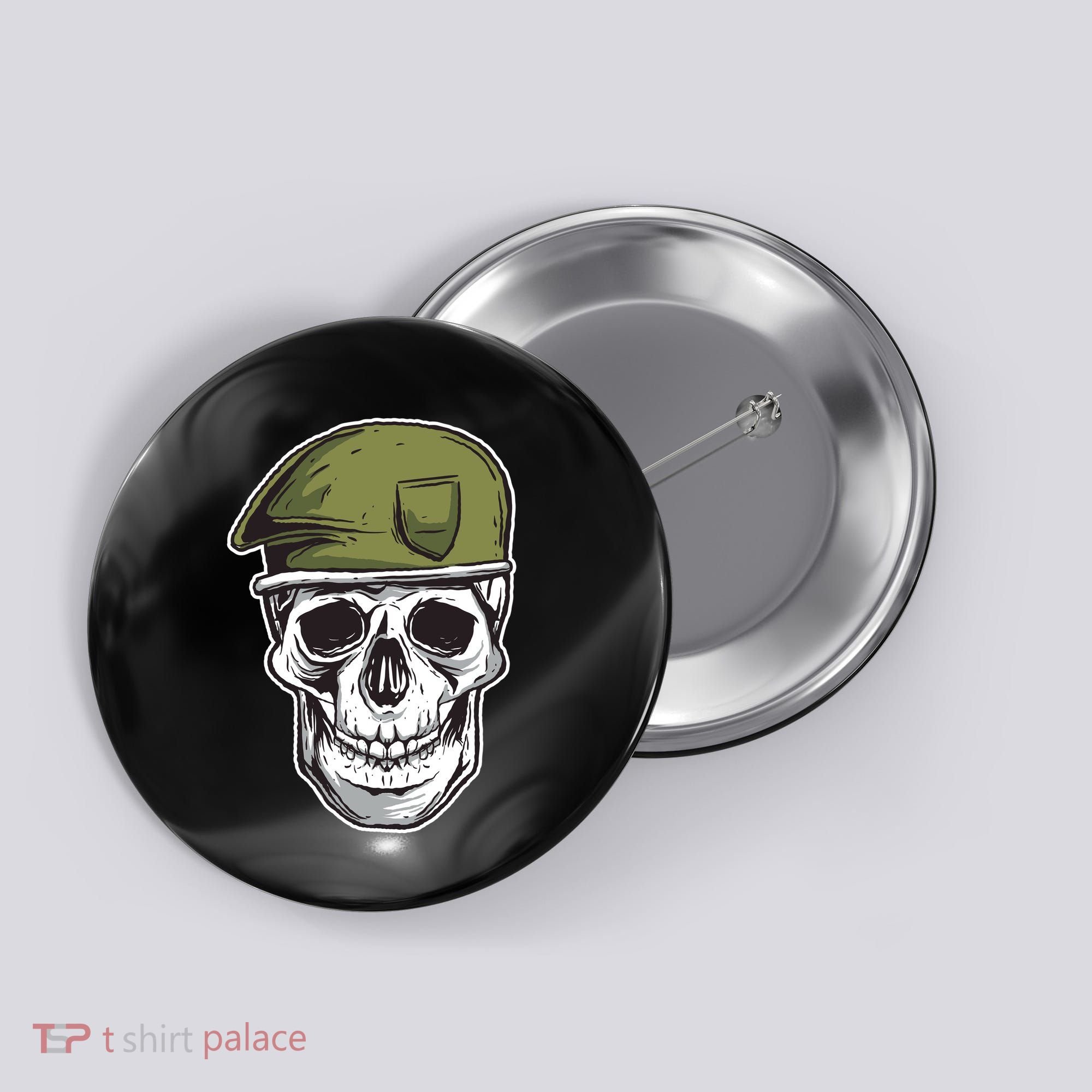 Army Military Skull Button