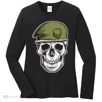 Army Military Skull Women's Long Sleeve Shirt