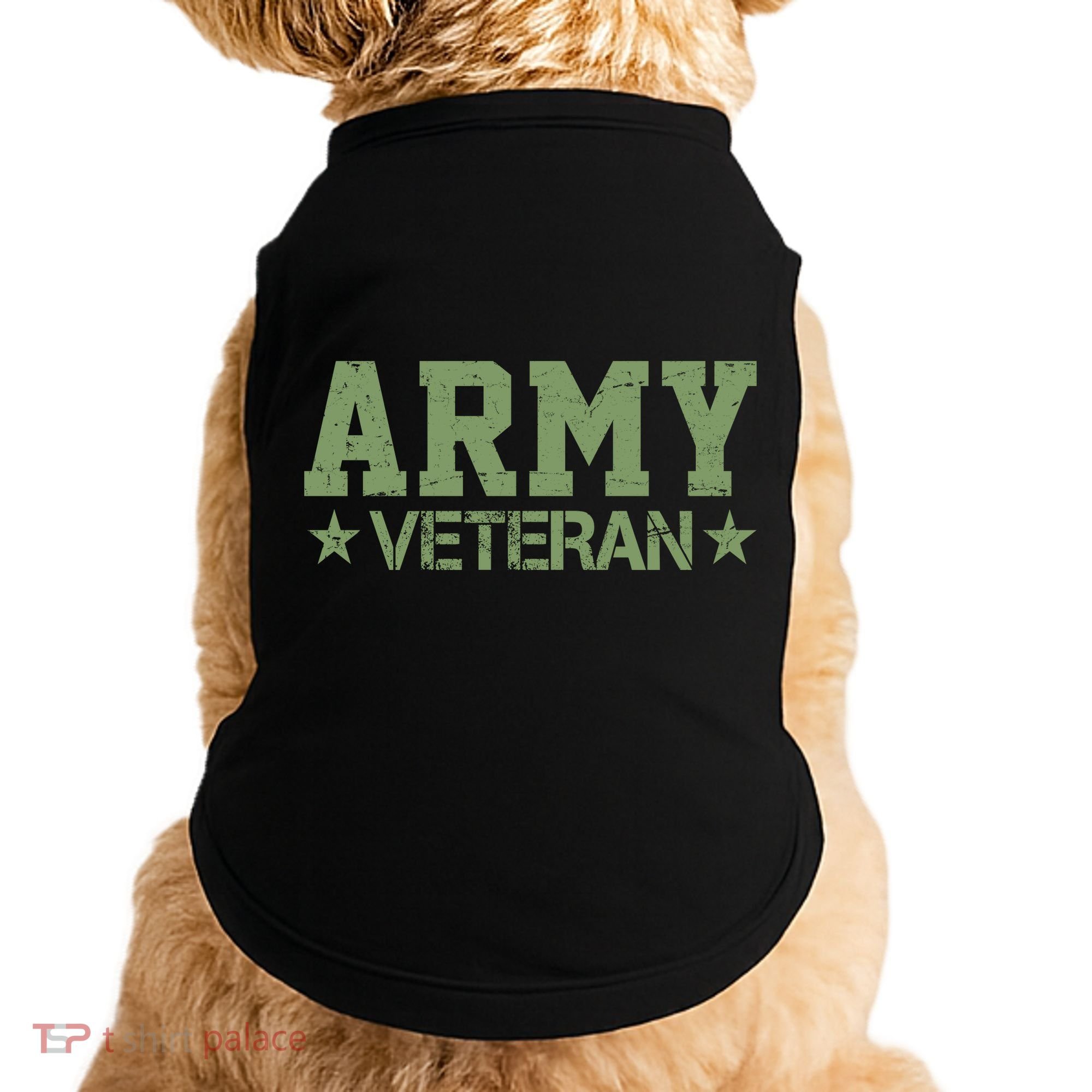 Army Veteran Distress Logo Doggie Tank