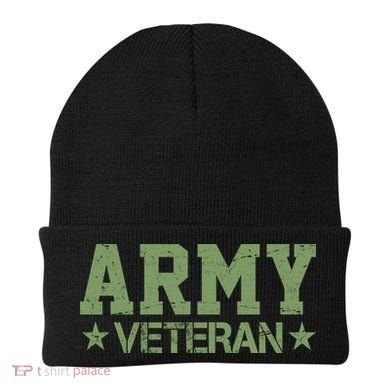 Army Veteran Distress Logo Beanie