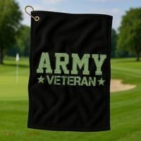 Army Veteran Distress Logo Golf Towel thumb 1