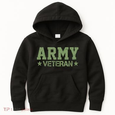 Army Veteran Distress Logo Kids Hoodie