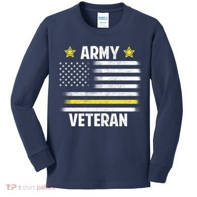 Army Veteran Flag Kids Long Sleeve Shirt