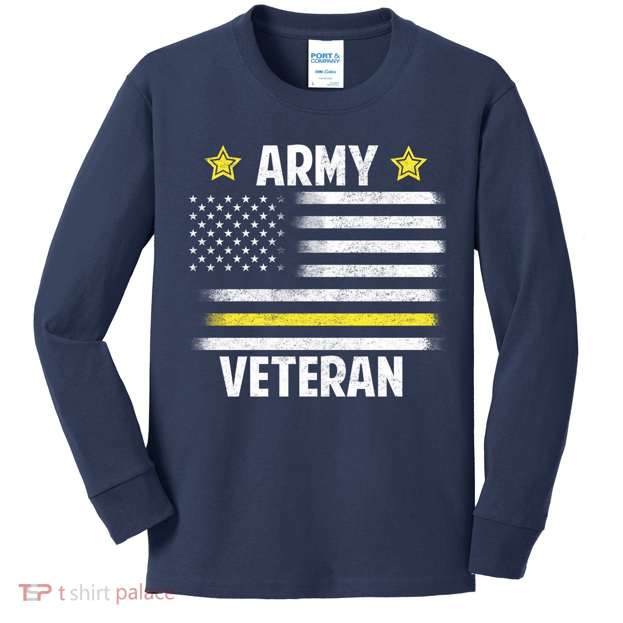 Army Veteran Flag Kids Long Sleeve Shirt