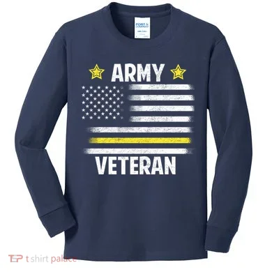 Army Veteran Flag Kids Long Sleeve Shirt