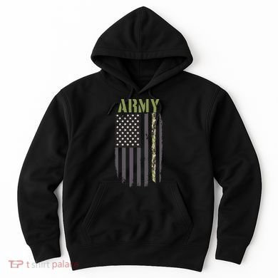 Army Veteran Thin Camo Line Flag Hoodie