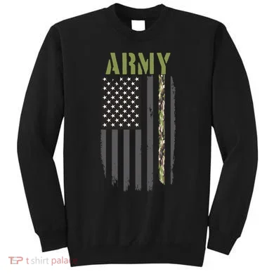 Army Veteran Thin Camo Line Flag Sweatshirt