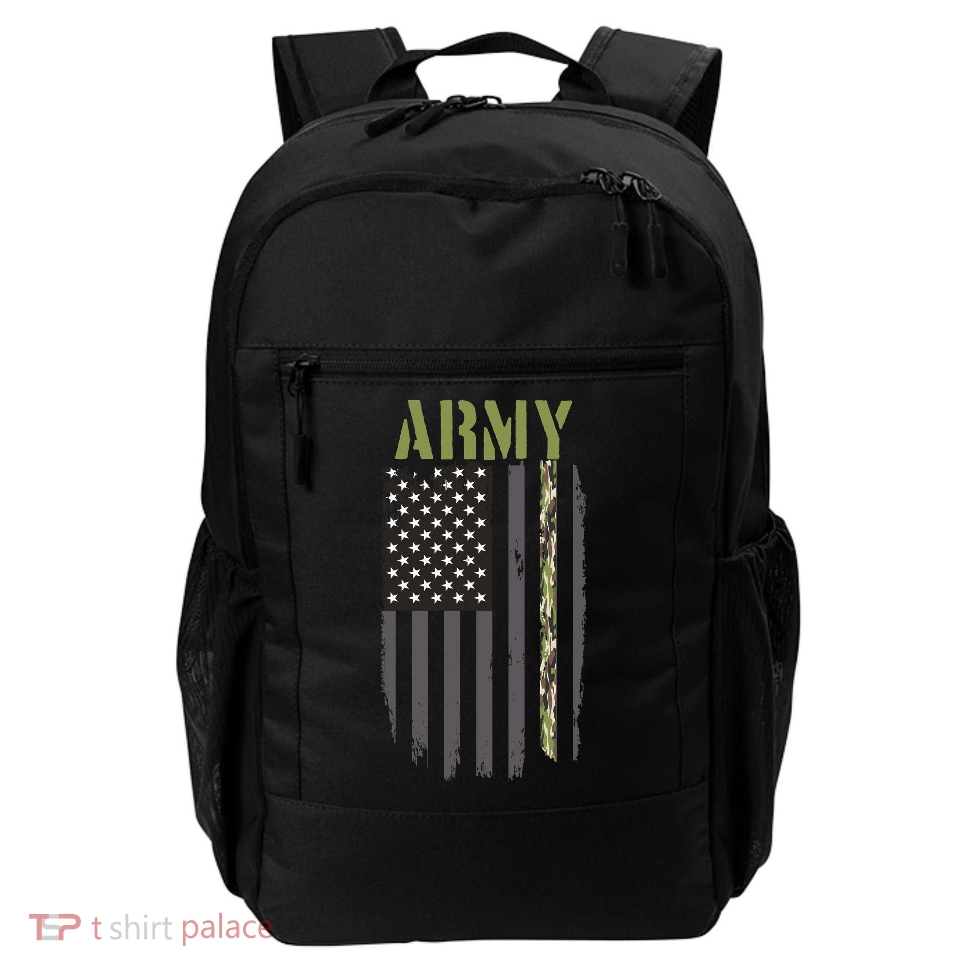 Army Veteran Thin Camo Line Flag Backpack