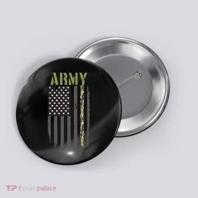 Army Veteran Thin Camo Line Flag Button