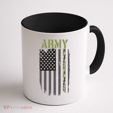 Army Veteran Thin Camo Line Flag Coffee Mug back