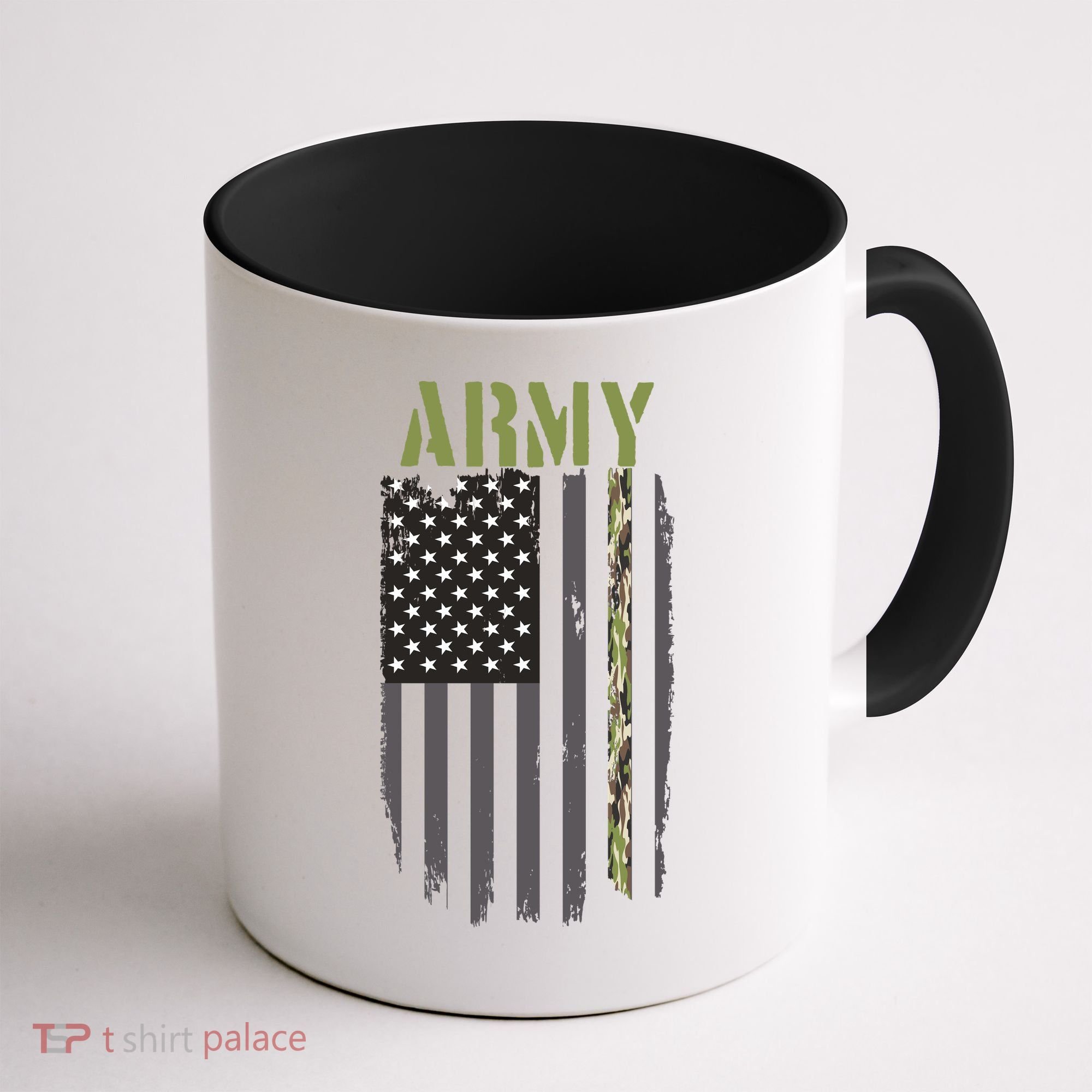 Army Veteran Thin Camo Line Flag Coffee Mug