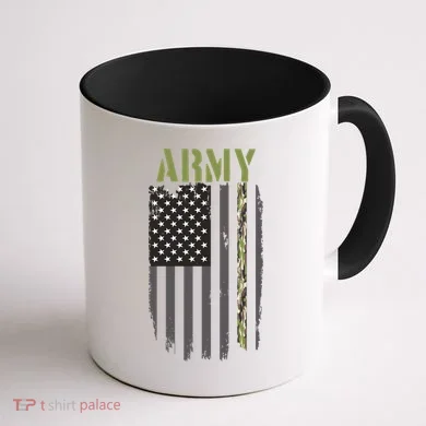 Army Veteran Thin Camo Line Flag Coffee Mug back