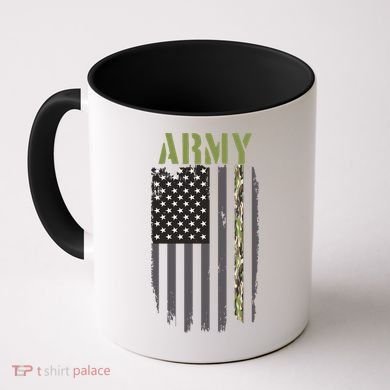 Army Veteran Thin Camo Line Flag Coffee Mug