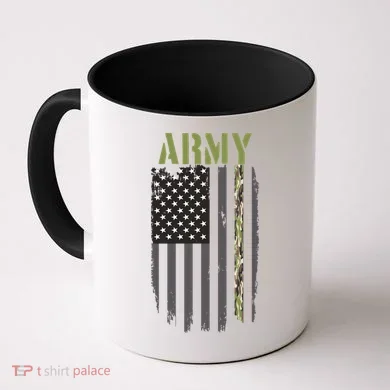 Army Veteran Thin Camo Line Flag Coffee Mug