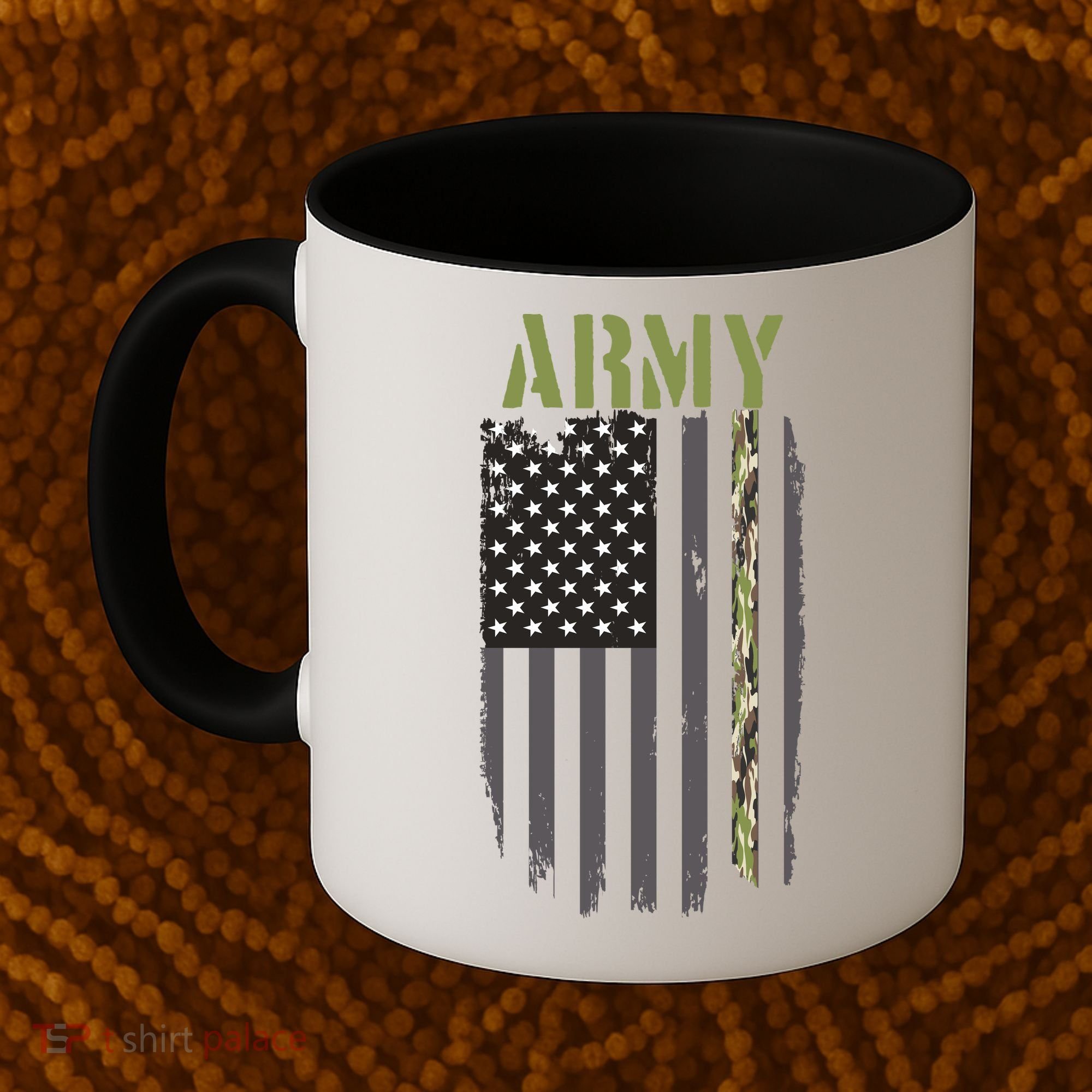 Army Veteran Thin Camo Line Flag Coffee Mug