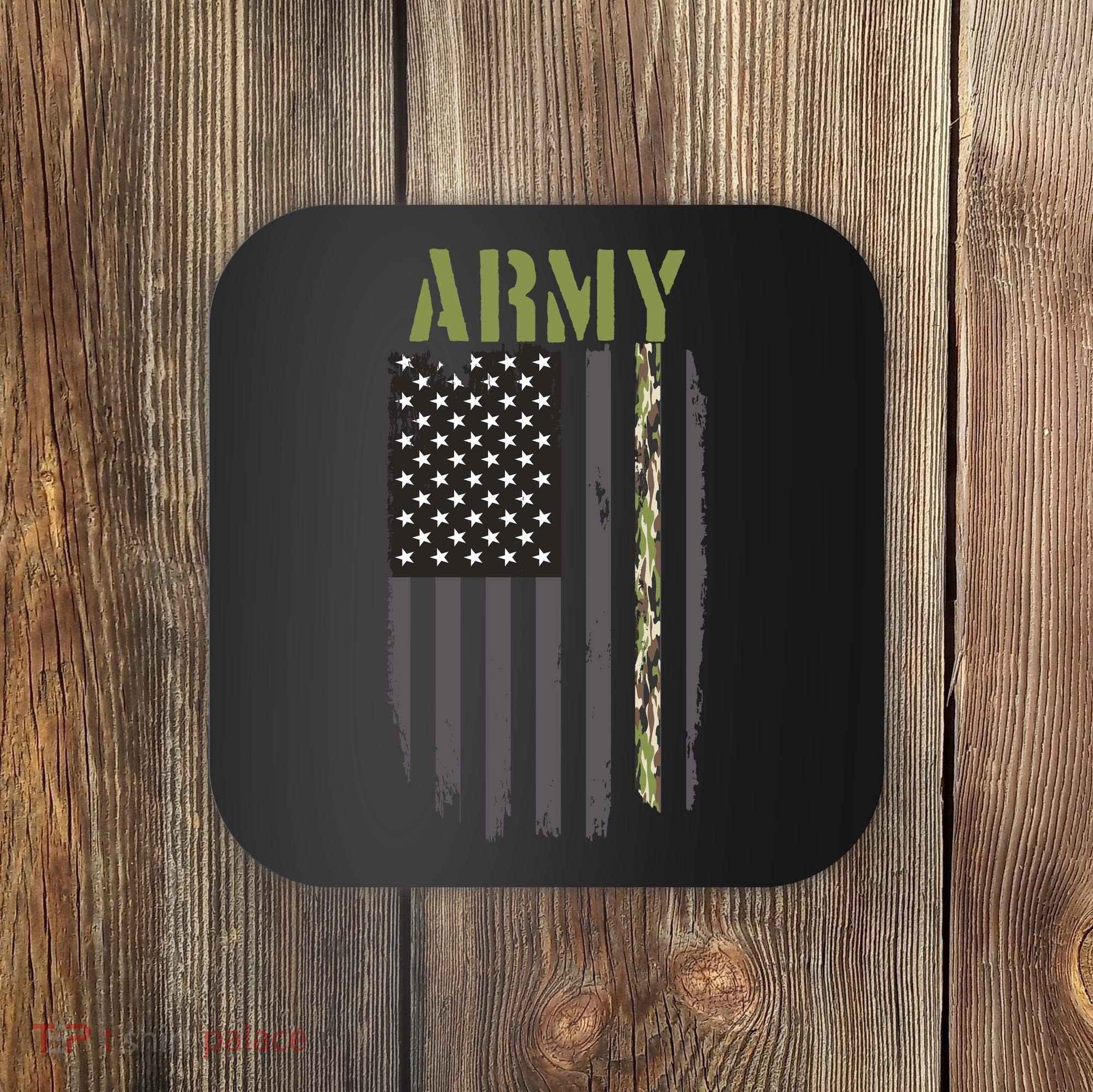 Army Veteran Thin Camo Line Flag Coaster