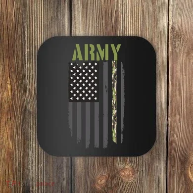 Army Veteran Thin Camo Line Flag Coaster