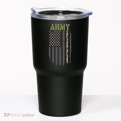 Army Veteran Thin Camo Line Flag Tumbler