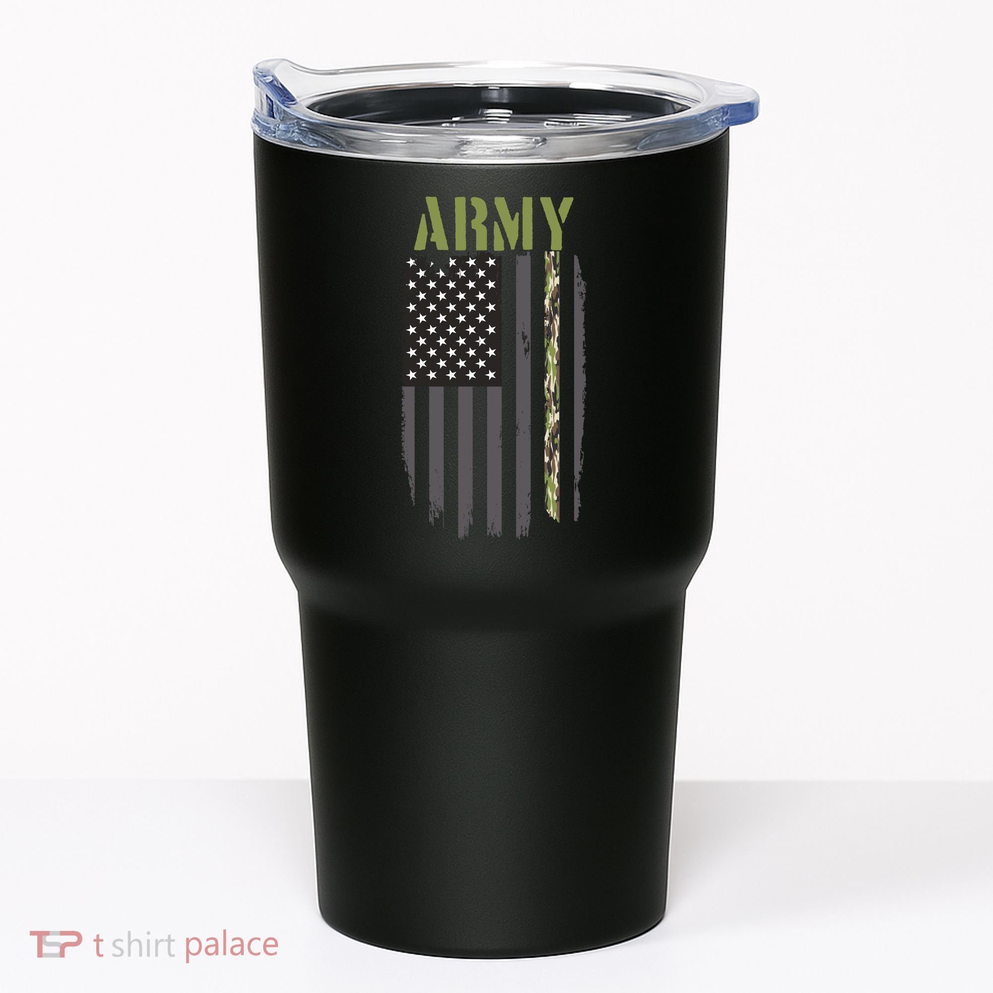 Army Veteran Thin Camo Line Flag Tumbler